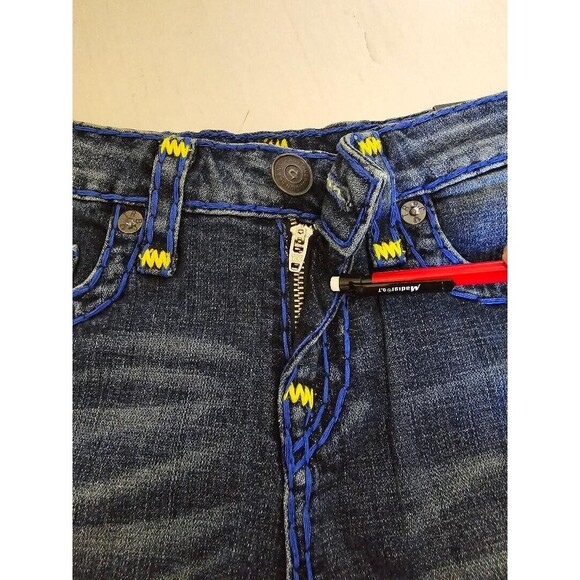 True Religion Denim Shorts Kid Boys Size 12 Geno Cut Off Embroidered Ber… - Picture 9 of 13